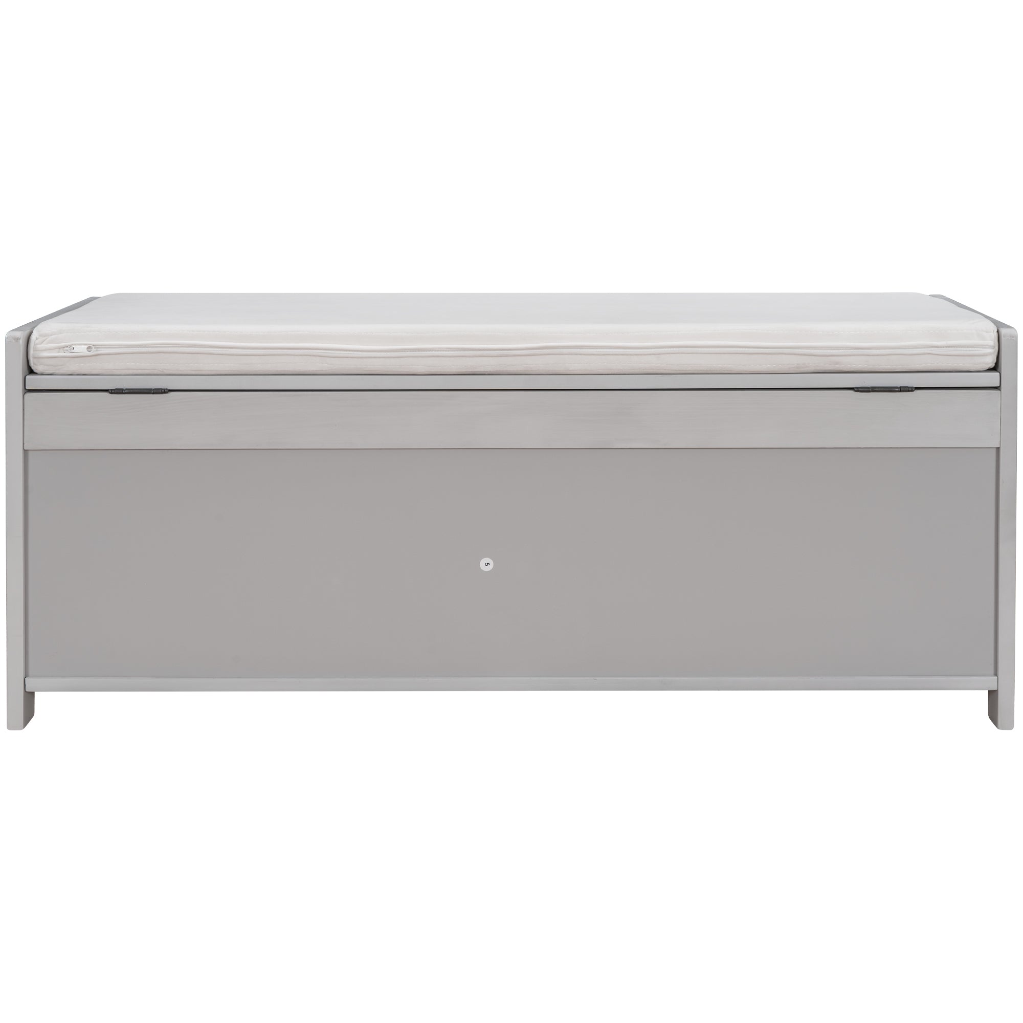 HAOYYE Storage Bench with 3 Shutter-shaped Doors, Shoe Bench with Removable Cushion and Hidden Storage Space (Gray Wash, OLD SKU: WF284226AAE) Sturdy Space-Saving Heavy Duty Modern Design Adults