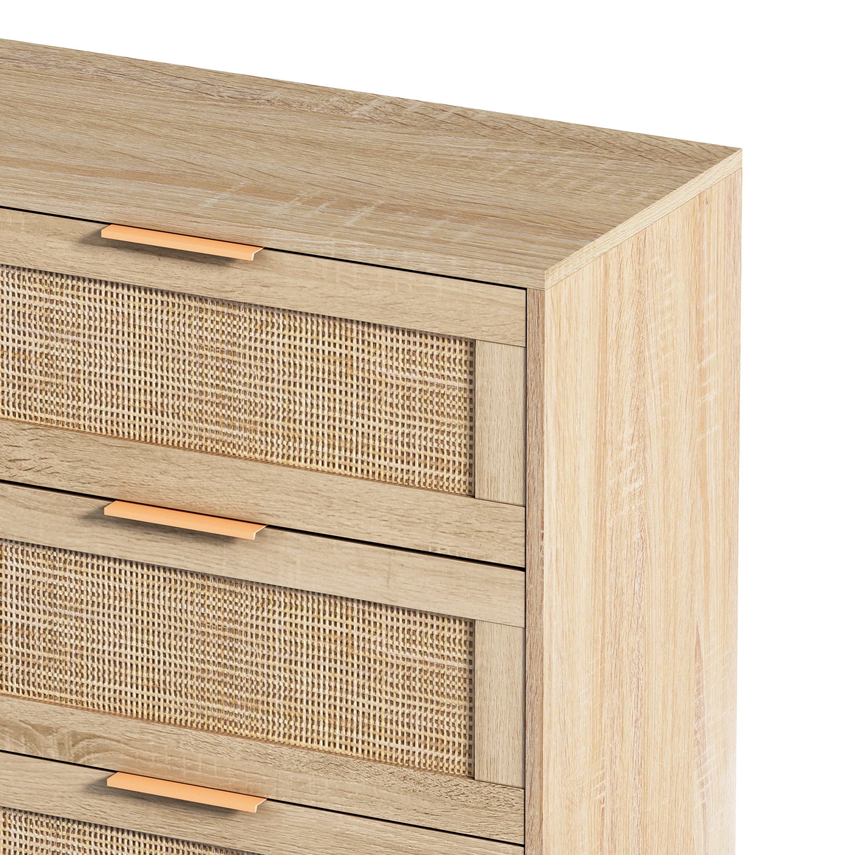 HAOYYE Natural 6-Drawer Rattan Storage Cabinet for Bedroom, Living Room, Sturdy Space-Saving Design, Heavy Duty Construction, Modern Style, Easy Assembly