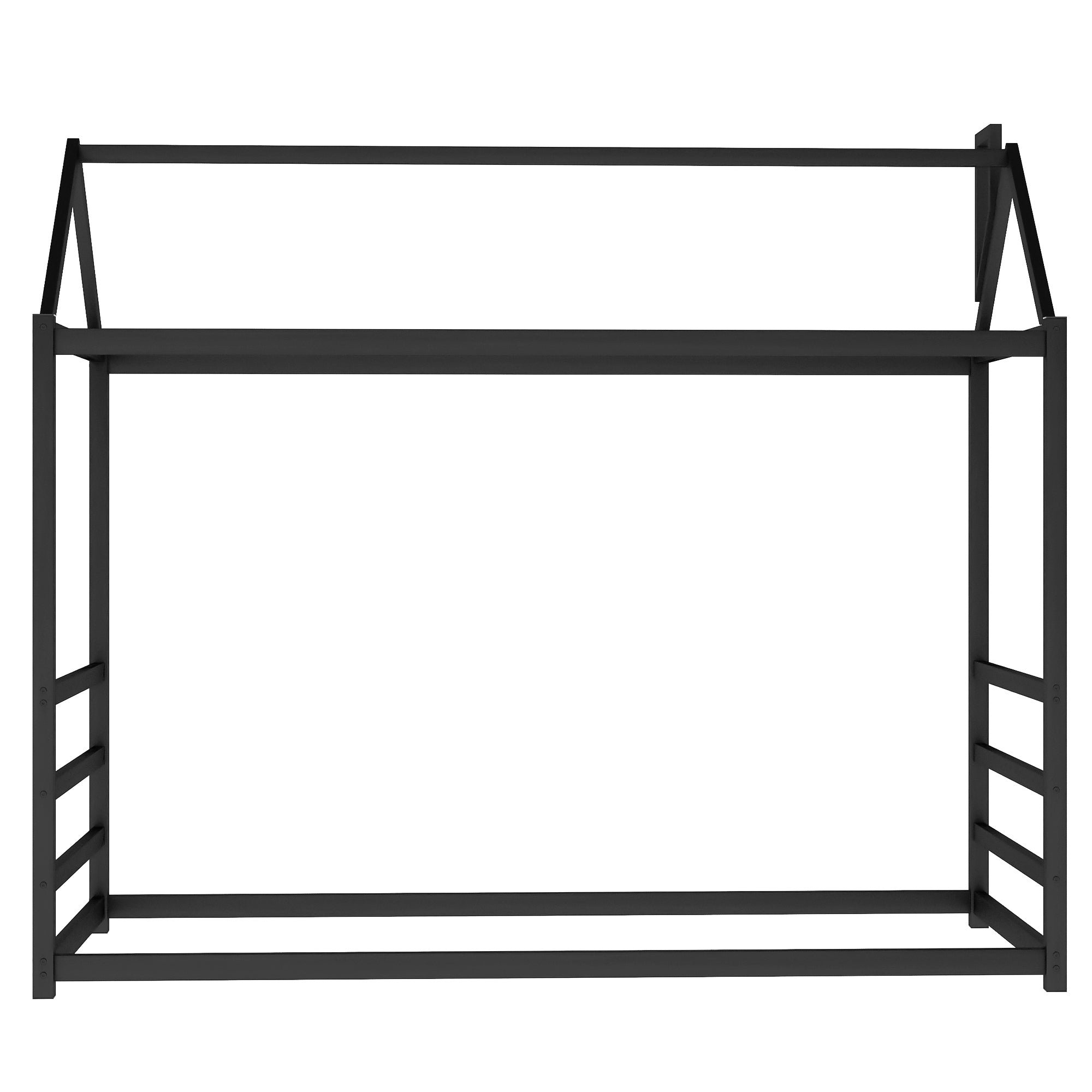 HAOYYE House Platform Bed with Roof and Chimney Design,Black Sturdy Space-Saving Heavy Duty Modern Design Easy Assembly Durable Stylish Home Furniture Versatile