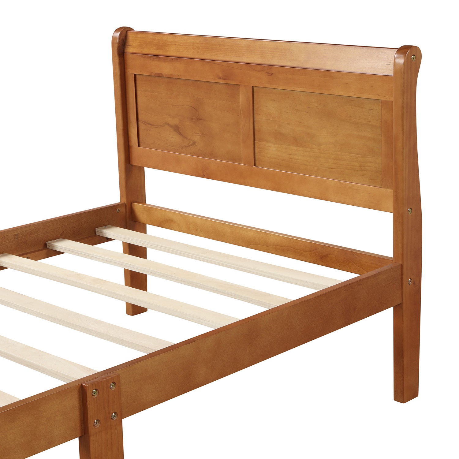 HAOYYE Wood Platform Bed Twin Bed Frame Mattress Foundation Sleigh Bed with Headboard/Footboard/Wood Slat Support Sturdy Space-Saving Heavy Duty Modern Design Easy Assembly Durable Stylish Home Furniture