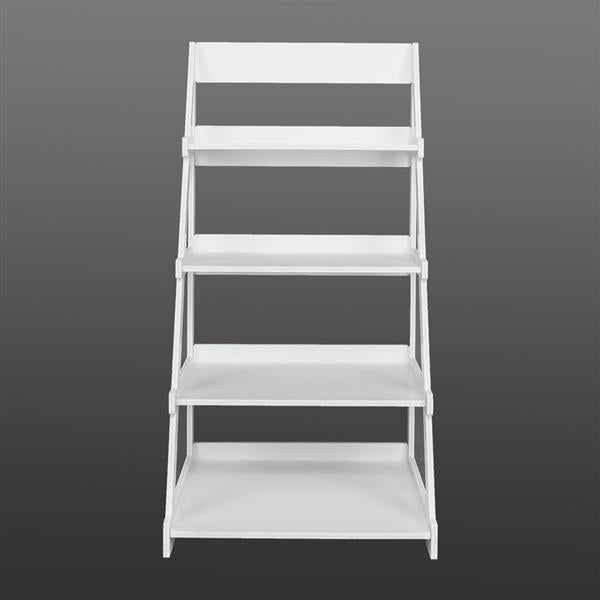 HAOYYE Wood Plastic 4-Tier Ladder-Style Shelf And Plant Stand, White Sturdy Space-Saving Organizer With Modern Design, Durable Storage Solution For Living Room, Bedroom, And Home Essentials, Stylish Display Shelf For Indoor Plants And Accessories