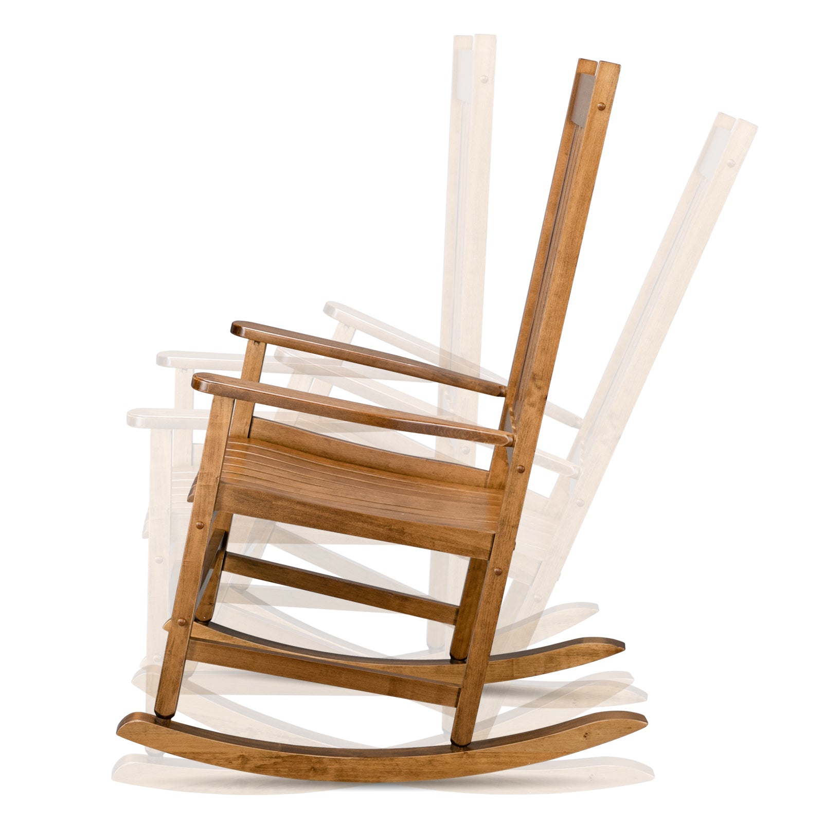 HAOYYE Square Wooden Rocking Chair with Wavy Backboard, Sturdy and Elegant Rocker for Patio, Porch, Garden, or Balcony, Comfortable and Durable Design for Relaxation and Outdoor Enjoyment