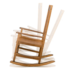 HAOYYE Square Wooden Rocking Chair with Wavy Backboard, Sturdy and Elegant Rocker for Patio, Porch, Garden, or Balcony, Comfortable and Durable Design for Relaxation and Outdoor Enjoyment