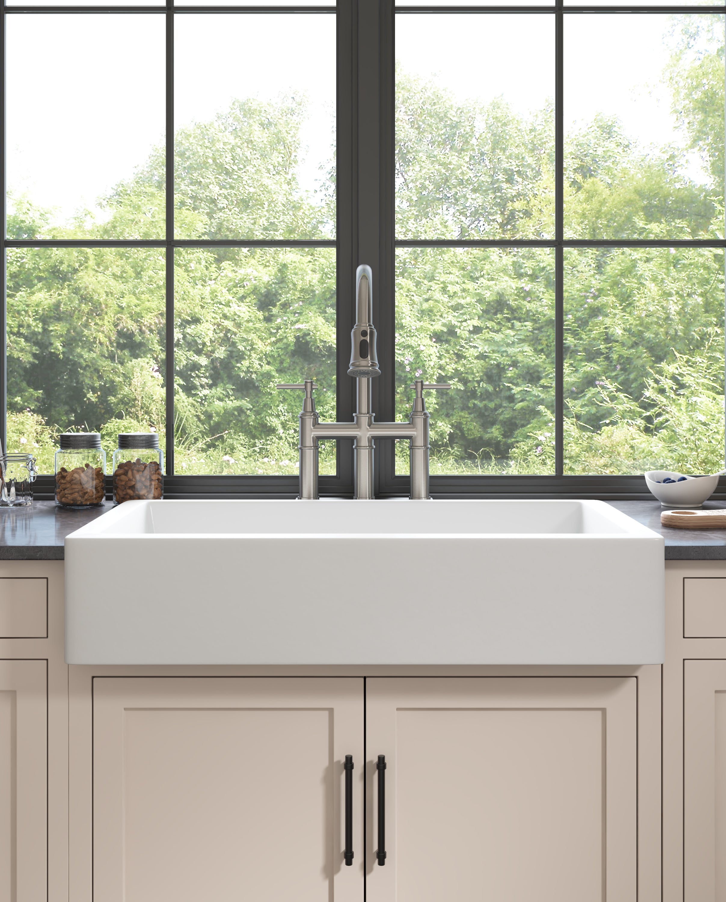 HAOYYE Bridge Kitchen Faucet with Pull-Down Sprayhead in Spot Sturdy Space-Saving Heavy Duty Modern Design Adults Dorm Room Easy Assembly Bedroom Furniture