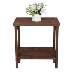HAOYYE Outdoor Rectangular Wood Side Table for Patio Garden Balcony and Porch, Modern Accent Table with Slatted Top and Sturdy Legs, Weather Resistant End Table for Outdoor Living Room or Lounge Furniture Setup