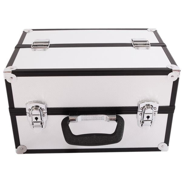 HAOYYE Aluminum Alloy Makeup Train Case Jewelry Box Organizer, Silver, Durable and Space-Saving Storage Solution with a Modern Design, Versatile for Everyday Use, Premium Quality and Stylish Appearance for Home Essentials