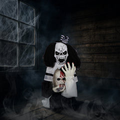 HAOYYE 1.8 FT Halloween Decoration Scary Clown Animatronic with Sound Activation, Creepy Voice Effects, Party Decor and Haunted House Prop for Indoor or Outdoor Table Yard Lawn, Spooky Horror Halloween Atmosphere