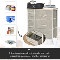 HAOYYE White Light Gray Storage Cabinet 7-Drawer Fabric Dresser with Metal Frame and Wood Top Stylish Space-Saving Storage Unit for Bedroom Living Room Entryway Easy Assembly Lightweight and Versatile