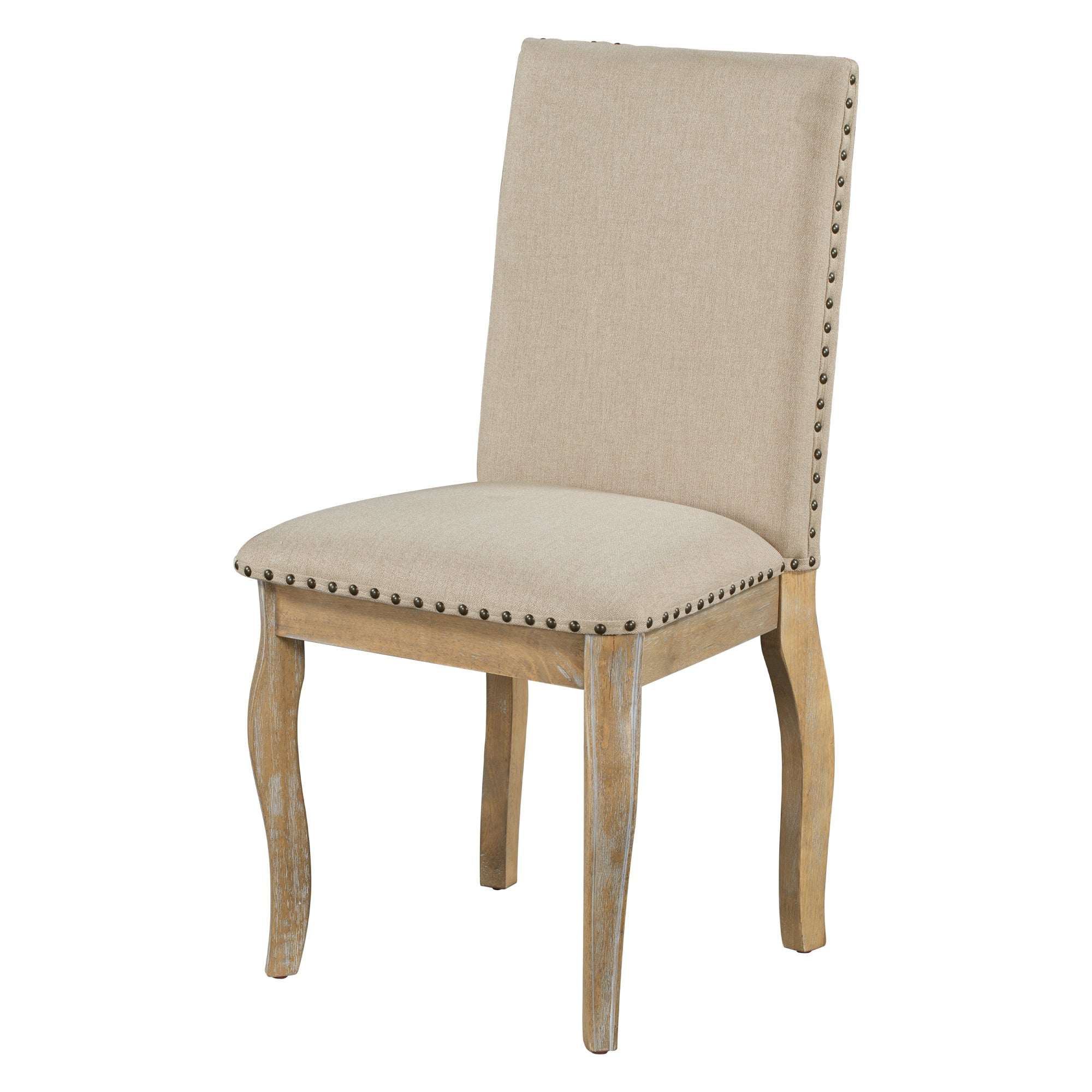 HAOYYE Set of 4 Dining chairs Wood Upholstered Fabirc Dining Room Chairs with Nailhead (Natural Wood Wash) Sturdy Space-Saving Heavy Duty Modern Design Adults Dorm Room Easy Assembly