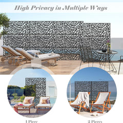 HAOYYE Metal Privacy Screens and Panels with Free Standing, Freestanding Outdoor Indoor Privacy Screen, Decorative Privacy Screen for Balcony Patio Garden, Room Divider, Mesh Shape Sturdy Space-Saving