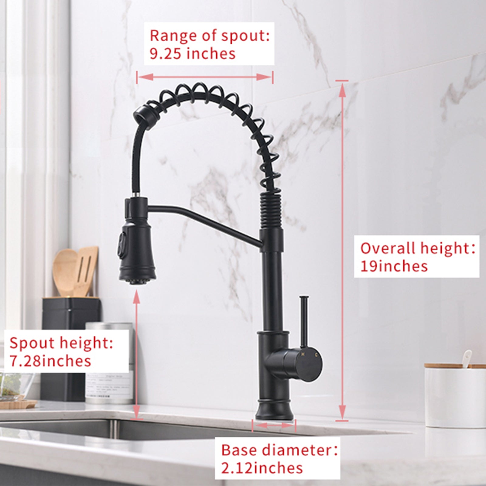 HAOYYE Kitchen Faucet with Pull Out Sprayer Black Stainless Steel Single Handle Kitchen Sink Faucets Sturdy Space-Saving Heavy Duty Modern Design Adults Dorm Room Easy Assembly Bedroom Furniture