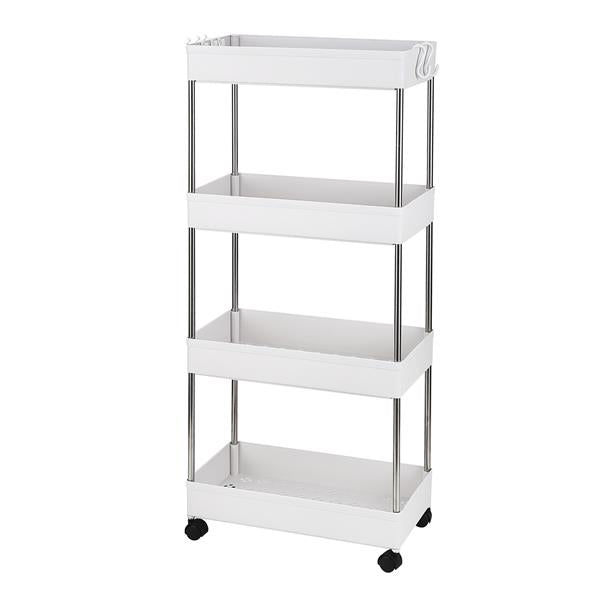 HAOYYE 4-Layer Mobile Multi-functional Storage Cart,Suitable for Kitchen, Bathroom, Laundry Room Narrow Place, Plastic and Stainless Steel, White soft cozy warm flannel fleece home decor luxury