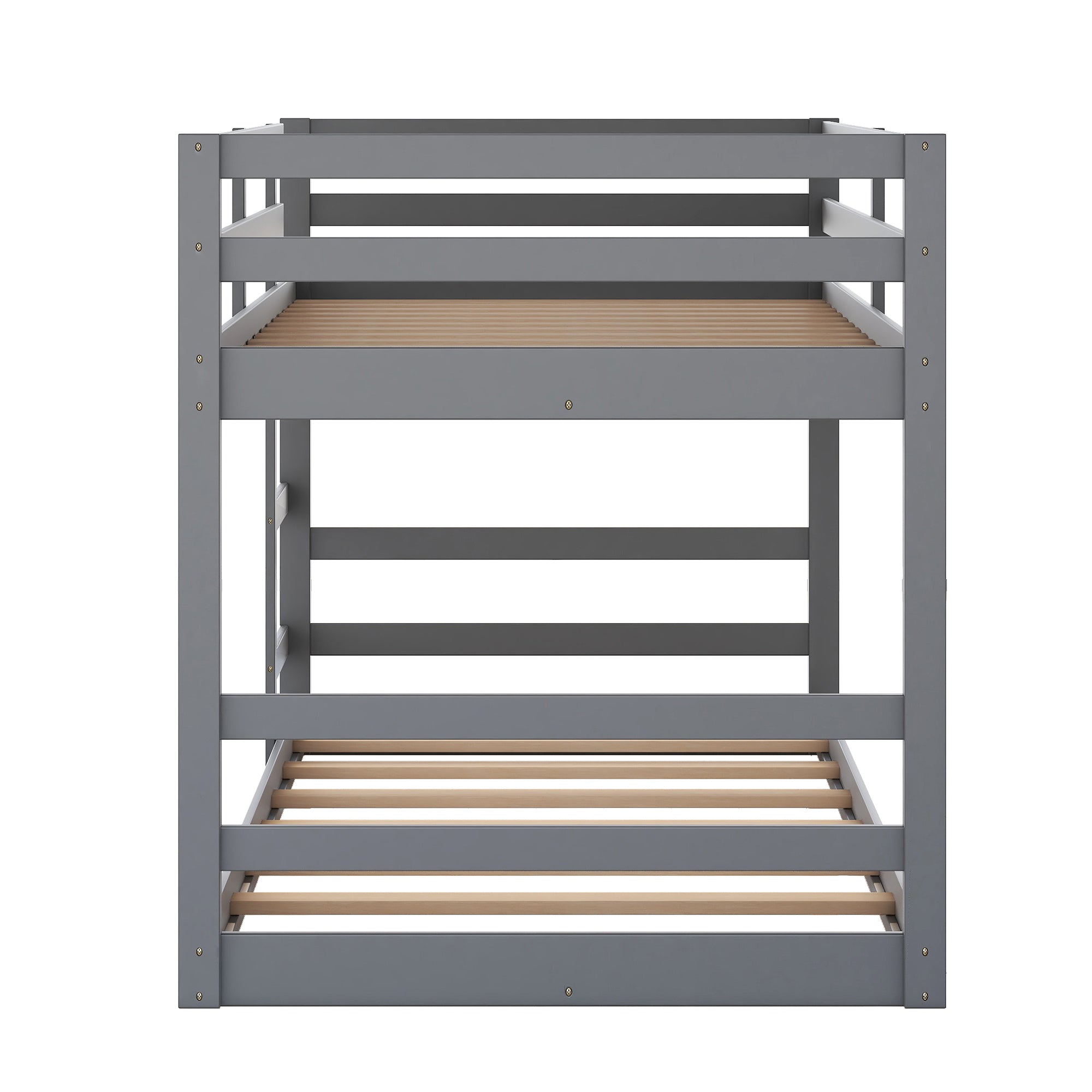 HAOYYE Twin Over Twin Bunk Bed with Ladder, Gray（OLD SKU：WF282787AAE） Sturdy Space-Saving Heavy Duty Modern Design Adults Dorm Room Easy Assembly Bedroom Furniture