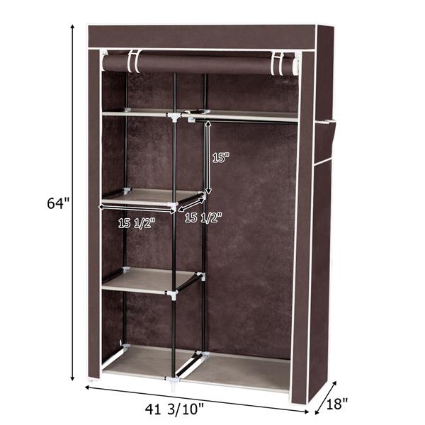 HAOYYE Portable Closet Storage Organizer with Shelves, Dark Brown Durable Space-Saving Solution, Modern Design for Versatile Use, Premium Quality Stylish Look for Home, Bedroom, and Closet Organization