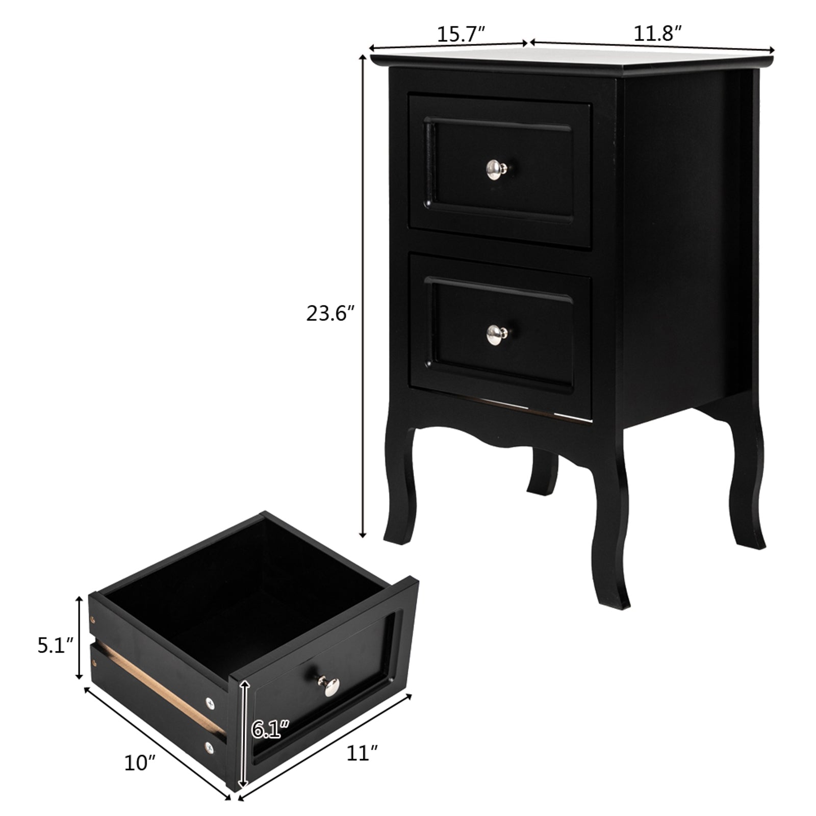 HAOYYE Country Style Two-Tier Nightstand Black Sturdy Design Durable Multifunctional Home Organizer Storage Solution Stylish Space-Saving Side Table for Living Room Bedroom