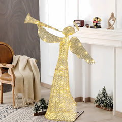 HAOYYE Angel Garden Decoration Warm White LED Cotton Thread Light Wrapped Around 4ft Angel with 130 LEDs 30V 3.6W Decorative Outdoor Indoor Holiday Yard Display
