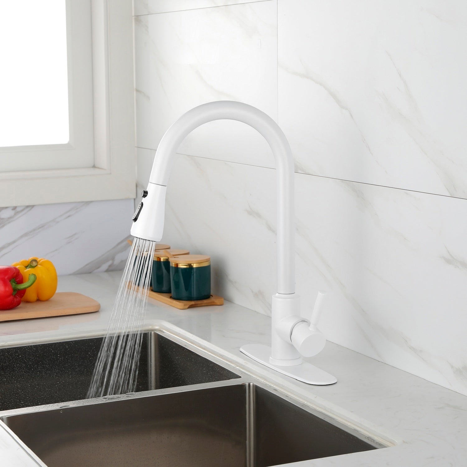 HAOYYE Kitchen Faucet with Pull Out Spraye Sturdy Space-Saving Heavy Duty Modern Design Adults Dorm Room Easy Assembly Bedroom Furniture