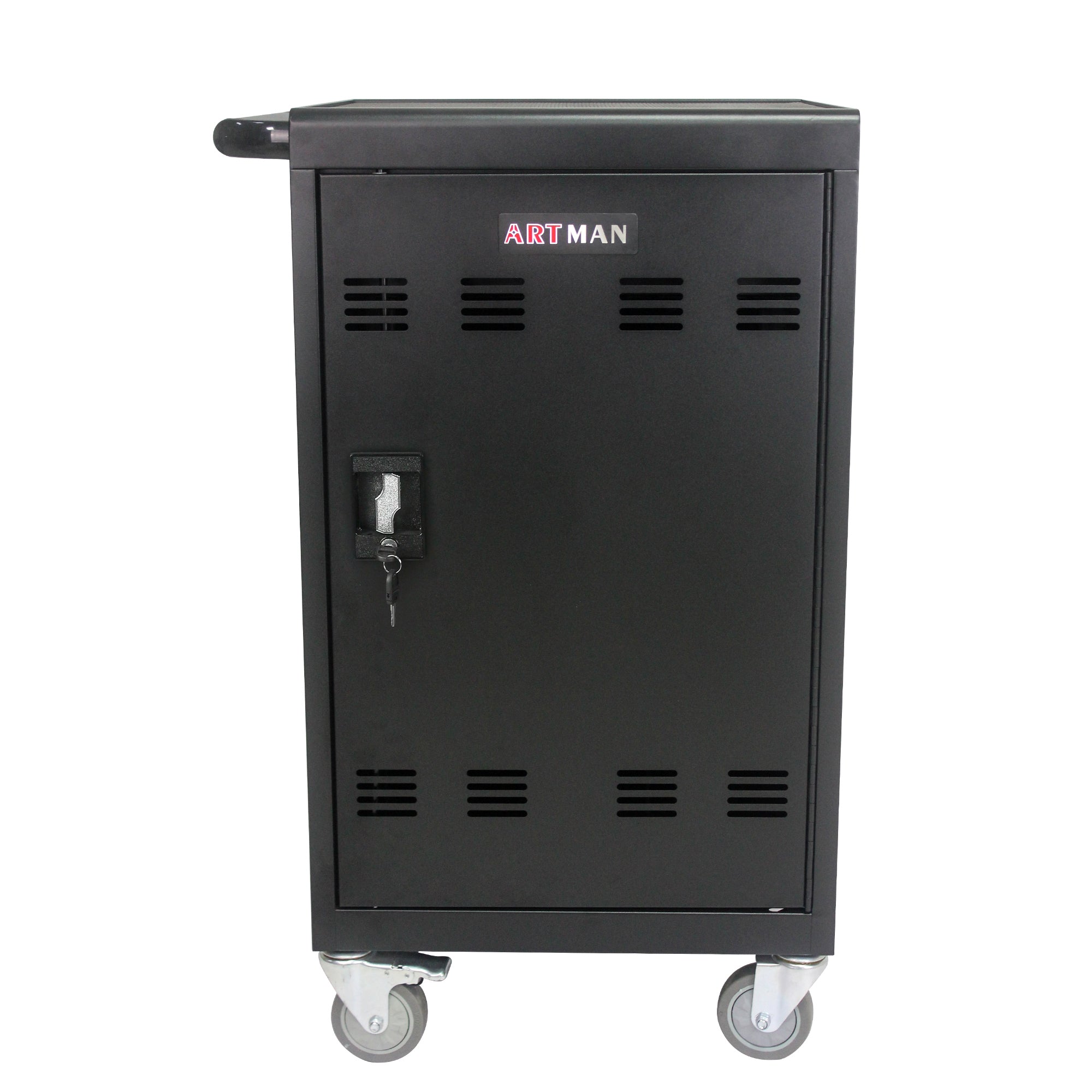 HAOYYE Mobile Charging Cart Station for 30+ Devices, Compatible with Chromebook, Tablet, and Laptop Computers, Includes Power Strip, Assembly Required, Black, Heavy Duty, Space-Saving, Modern Design, Easy Assembly
