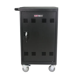 HAOYYE Mobile Charging Cart Station for 30+ Devices, Compatible with Chromebook, Tablet, and Laptop Computers, Includes Power Strip, Assembly Required, Black, Heavy Duty, Space-Saving, Modern Design, Easy Assembly