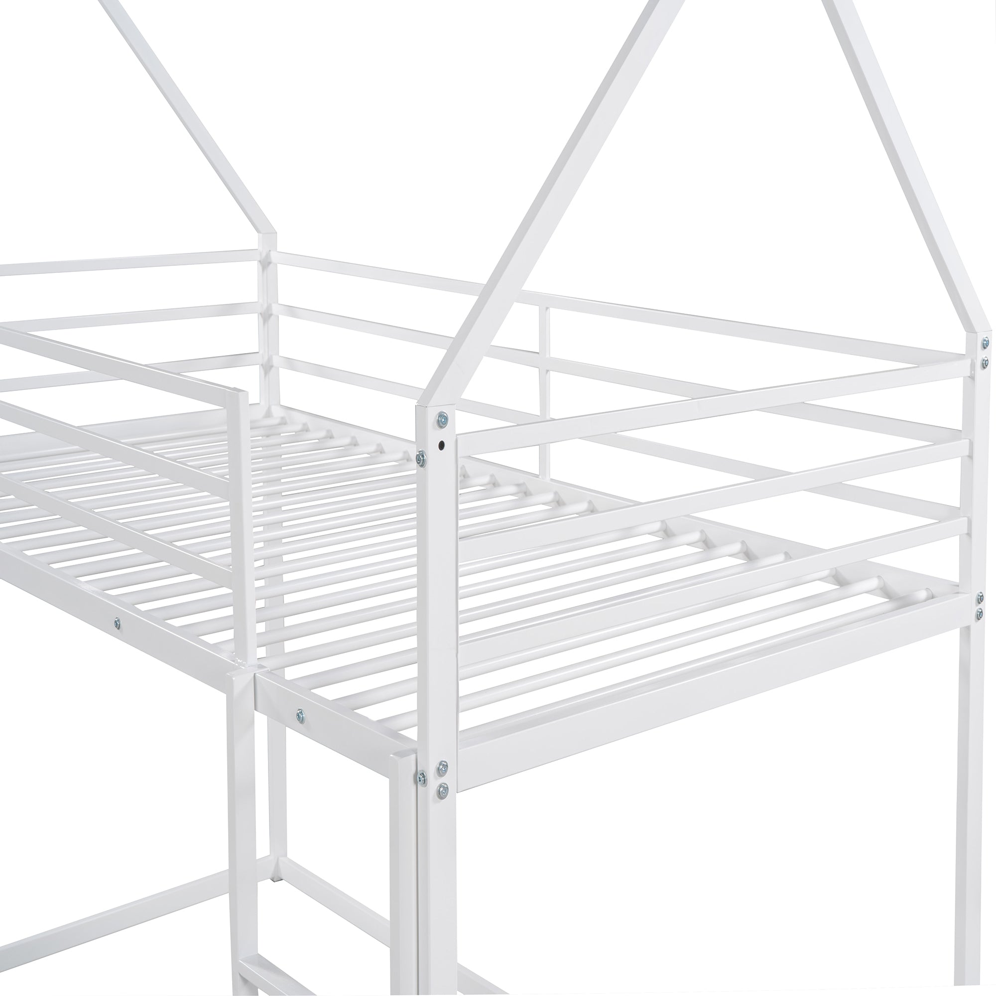 HAOYYE Twin over Twin House Bunk Bed with Built-in Ladder,White Sturdy Space-Saving Heavy Duty Modern Design Adults Dorm Room Easy Assembly Bedroom Furniture