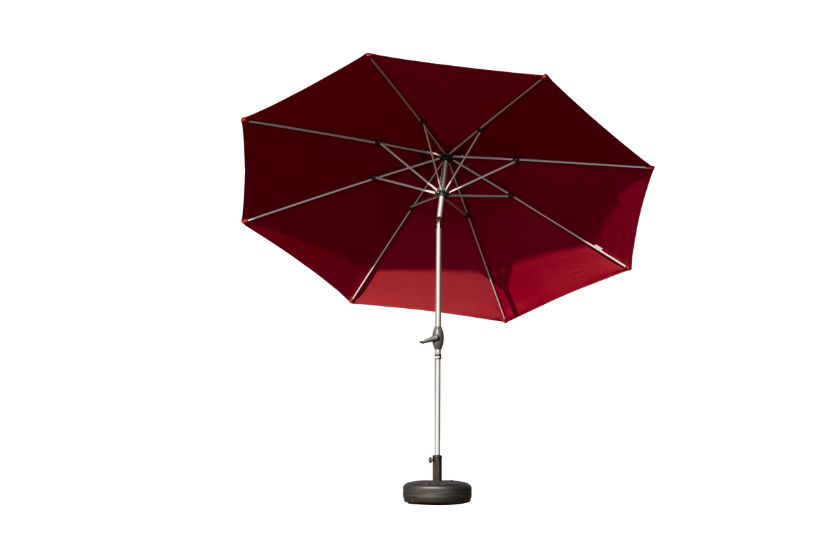 HAOYYE 10FT Patio Umbrella Outdoor Market Table Umbrella with Push Button Tilt and Crank UV Protection Waterproof Canopy 8 Sturdy Ribs for Deck Garden Backyard Pool Brick Red