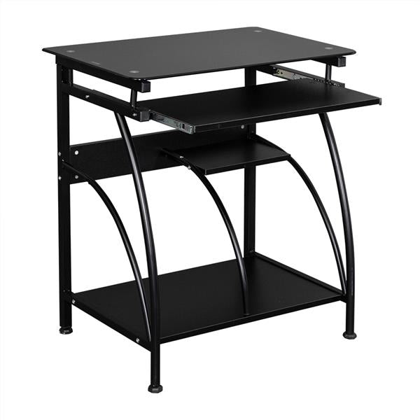 HAOYYE Exquisite Integrated Stalinite Computer Desk Black Sturdy Design Durable Multifunctional Modern Organizer Space-Saving Storage Solution Practical Stylish for Living Room or Office