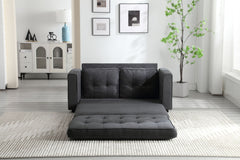 HAOYYE 3-Fold Convertible Futon Couch, Pull Out Sofa Bed, Space-Saving Loveseat Sleeper, Velvet Linen Fabric Upholstery, Heavy Duty Durable Sofa for Living Room, Modern Compact Design, Dark Gray, Light Gray, Beige