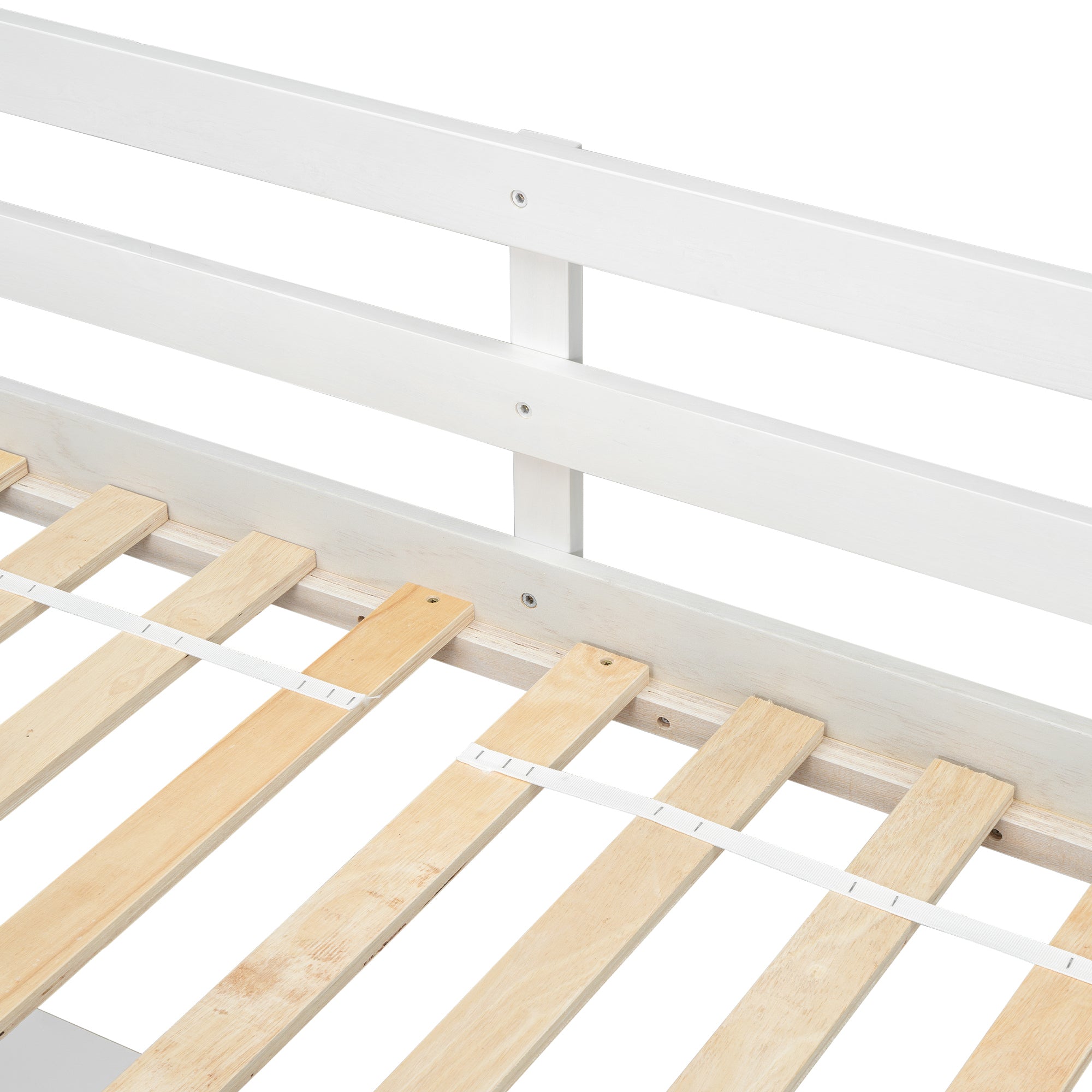 HAOYYE Twin Loft Wood Bed with Under-Bed Built-In Desk and Two-Drawer Storage Cabinet, Guardrails, and Ladder, White Sturdy Space-Saving Design, Heavy Duty Construction, Easy Assembly, Durable Stylish Home Furniture