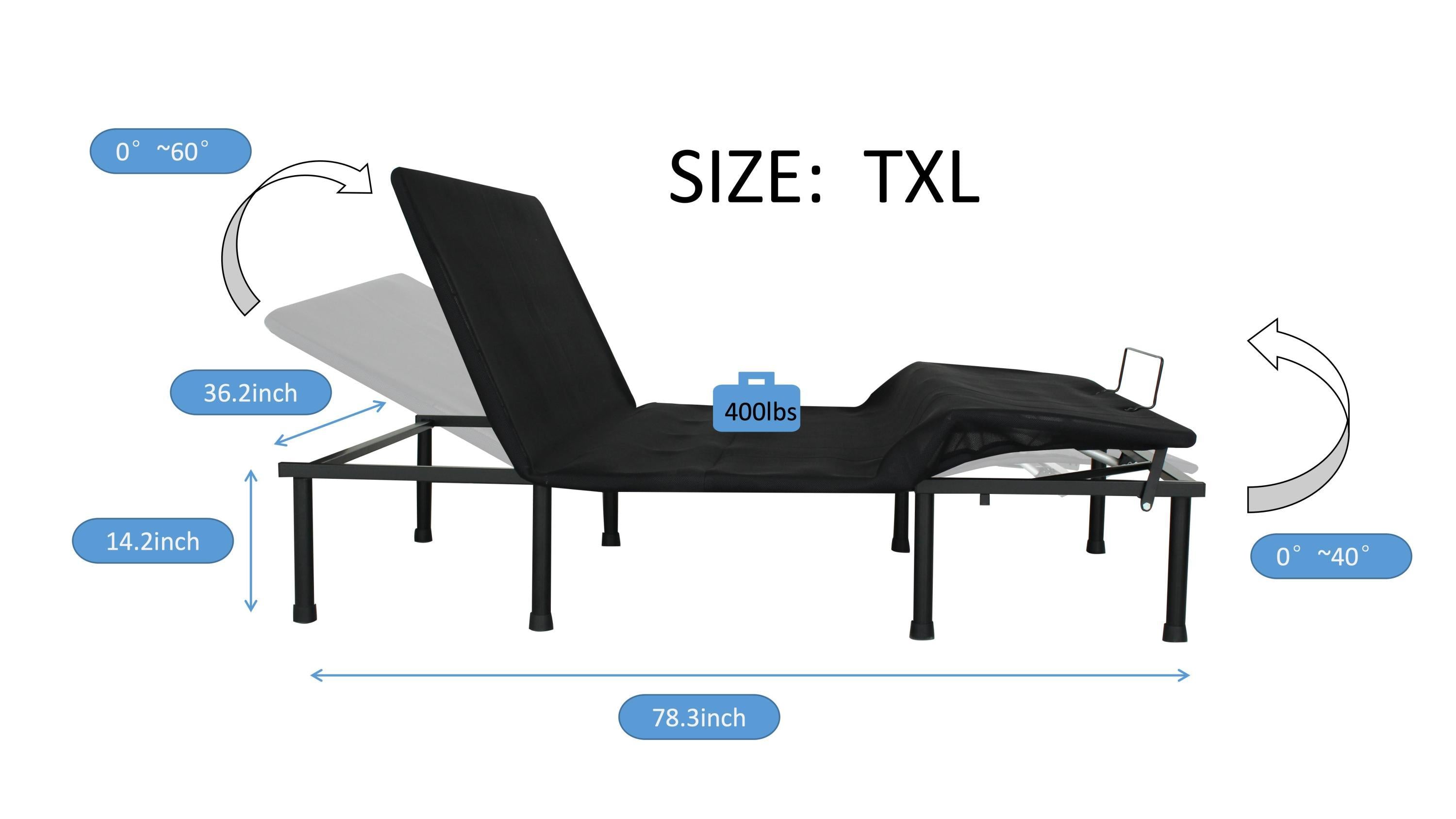 HAOYYE Adjustable Bed Base, Motorized Head and Foot Incline, Three-Fold Design, Quick and Easy Assembly, Space-Saving Heavy Duty Construction, Durable and Stylish Modern Home Furniture, Versatile and Functional for Bedroom Comfort