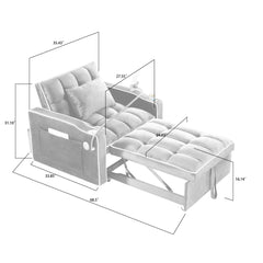 HAOYYE Convertible 3-in-1 Sleeper Chair Sofa Bed Adjustable Pull-Out Sleeper Chair Bed Folding Sofa Bed with Multiple Pockets for Living Room Bedroom Small Space, Black Sturdy Space-Saving Heavy Duty Modern Design