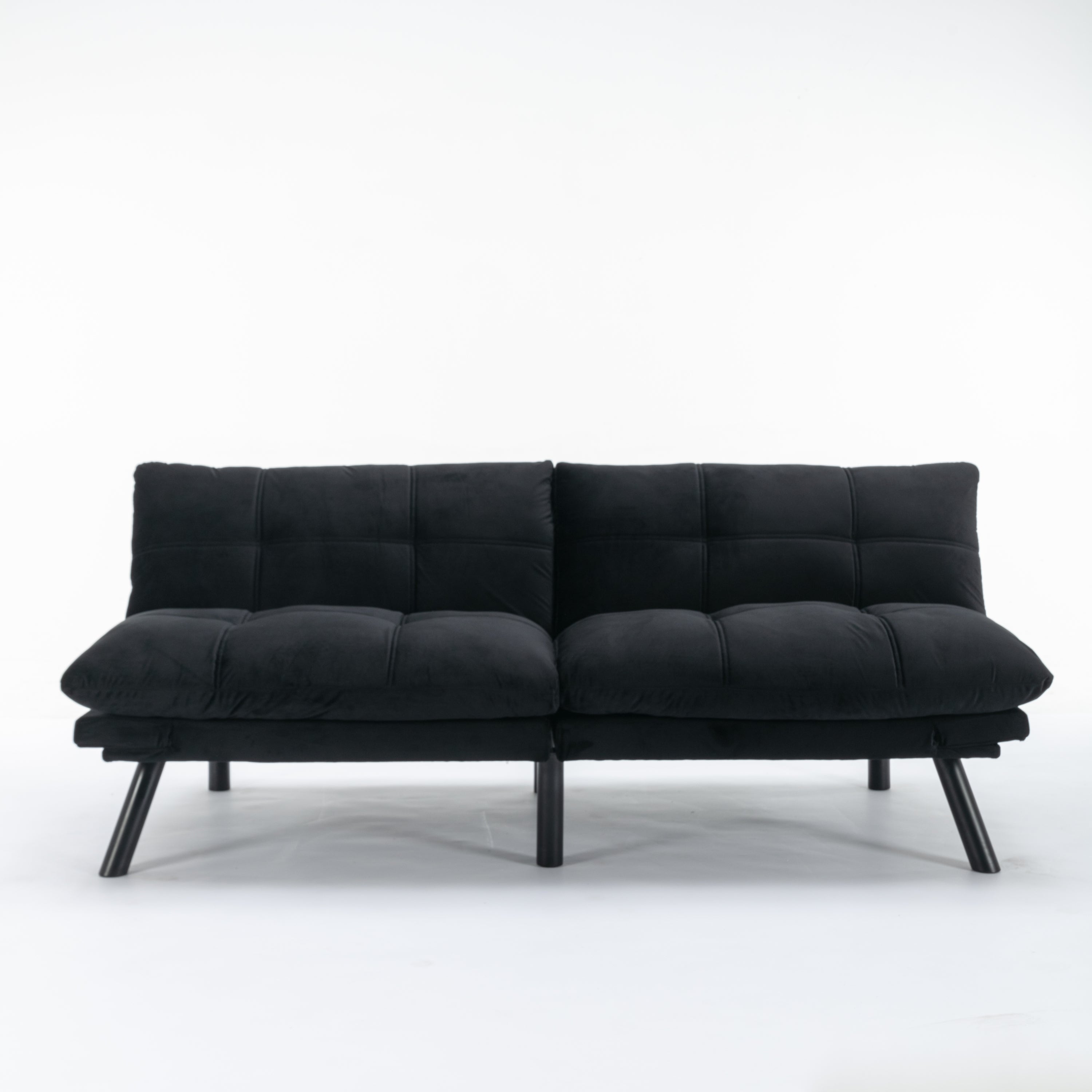 HAOYYE Black Convertible Folding Modern Sofa Bed, Sturdy Space-Saving Heavy Duty Design for Adults Dorm Room Easy Assembly Bedroom Furniture