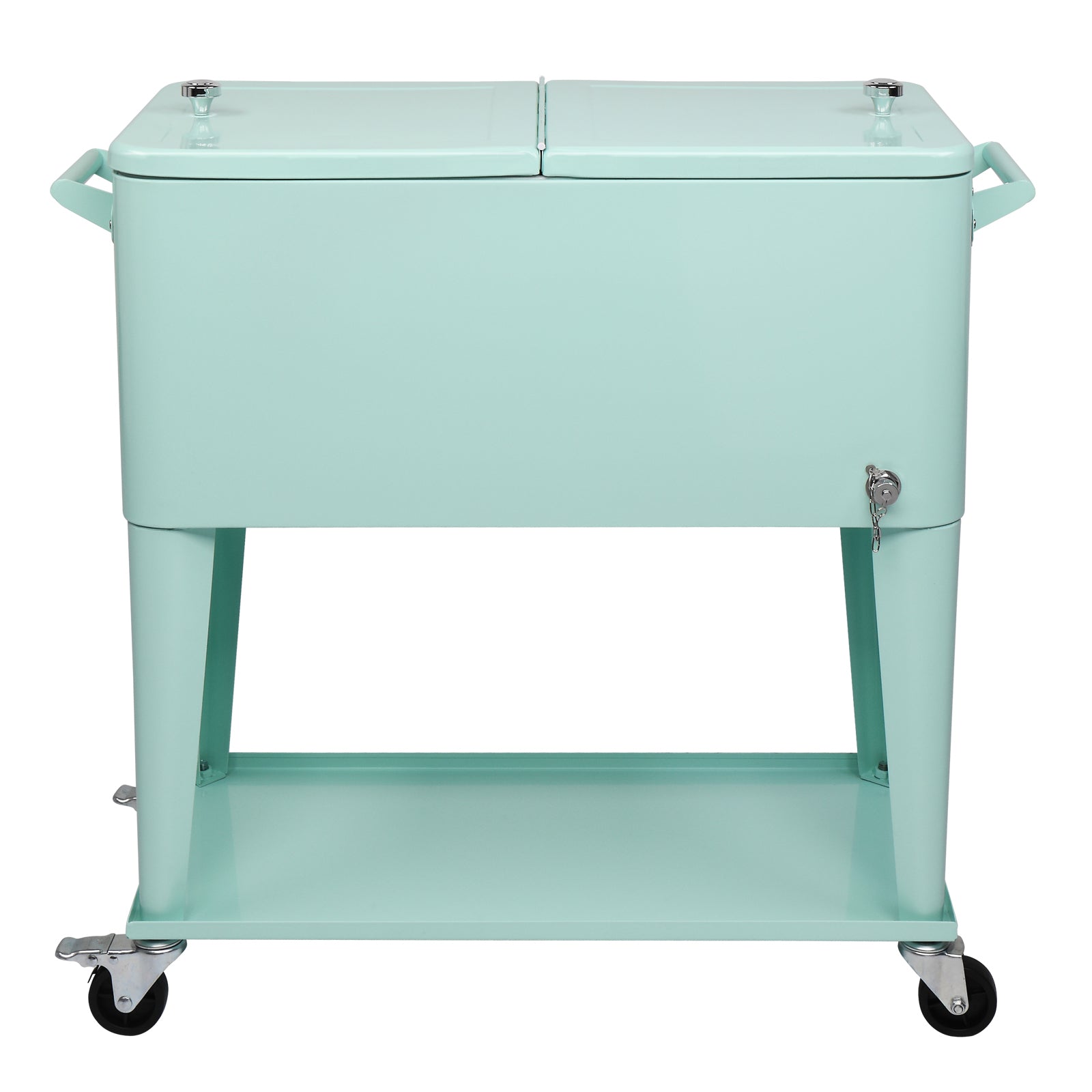HAOYYE Rectangular Plastic Box Frozen Insulation Cart, 80QT Cooler with Drainage Cap, Bottle Opener, and Locking Casters, Ideal for Outdoor Events and Gatherings