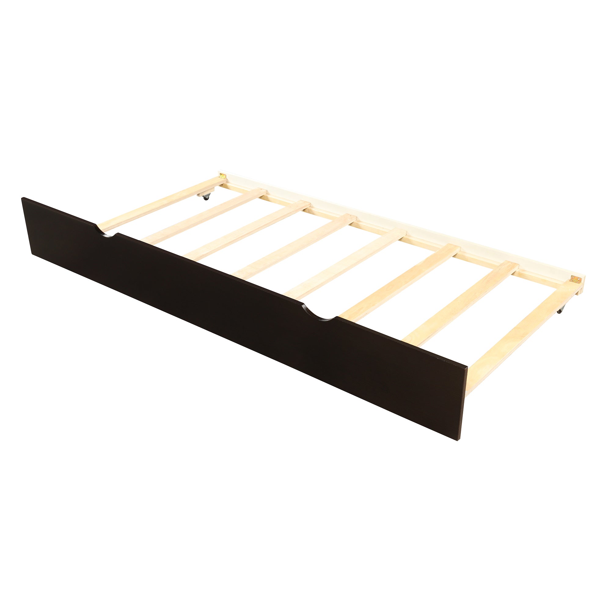HAOYYE Platform Bed with Twin Size Trundle, Twin Size Frame, Espresso Sturdy Space-Saving Heavy Duty Modern Design Easy Assembly Durable Stylish Home Furniture Versatile