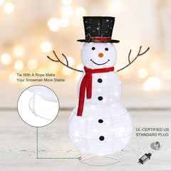 HAOYYE Snowman Garden Decoration White 120 LED Lights with Snow Fleece, Durable Iron Frame and Branch Hands, Outdoor Holiday Yard Ornament for Front Porch, Lawn, Patio and Seasonal Display