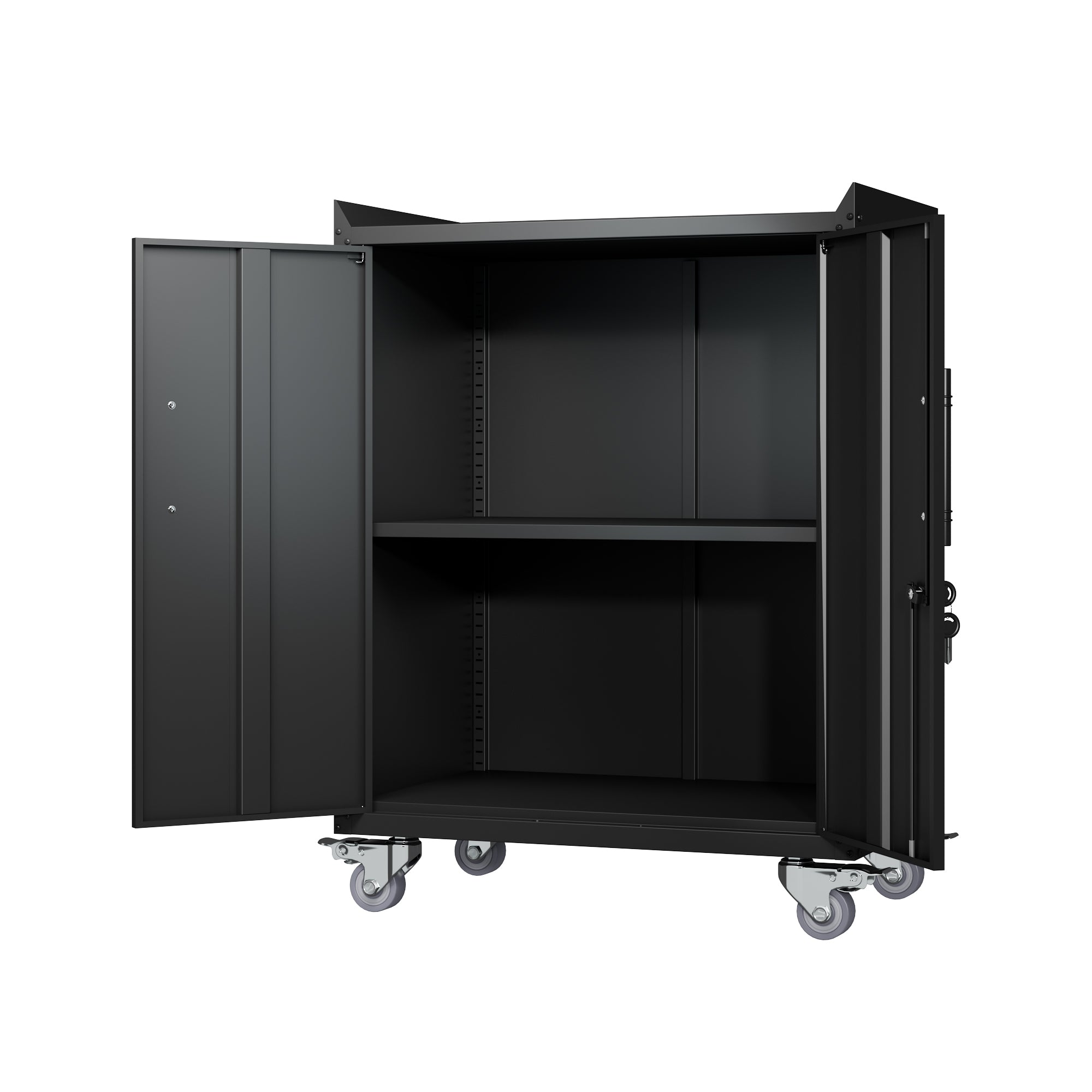 HAOYYE 2 Door Tool Cabinets for Garage, Lockable Garage Storage Cabinet, Locking Metal Storage Cabinet with Wheels, Rolling Tool Chest, Assembly Required H34*W30.3*D18 Sturdy Space-Saving Heavy Duty