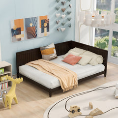 HAOYYE Full Size Wood Daybed/Sofa Bed, Espresso Durable Space-Saving Heavy Duty Modern Design for Adults Dorm Room Easy Assembly Bedroom Furniture