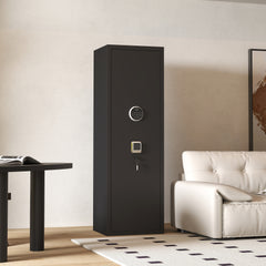 Haoyye Large Gun Safe Cabinet With 3 Pistol Pouches, Heavy Duty Biometric Fingerprint Lock, Rifle Gun Safe With Adjustable Stand, Detachable Structure For Rifles And Shotguns, Secure Gun Money Storage Cabinet