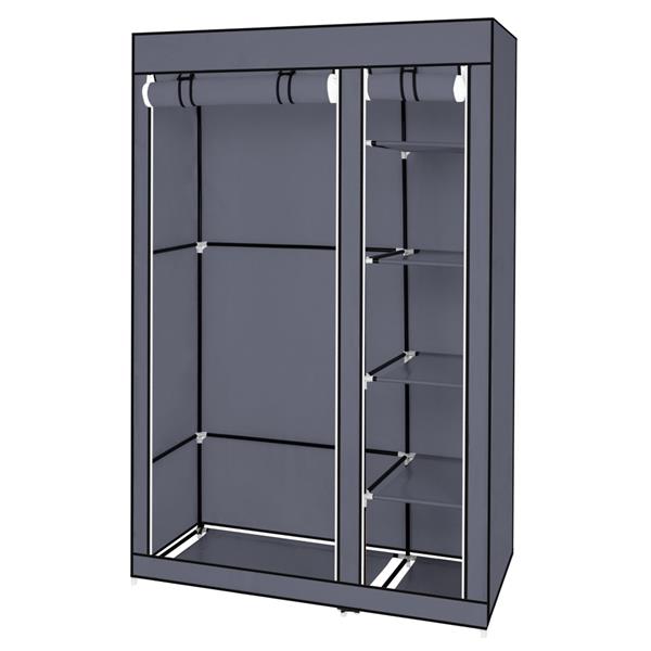 DE Direct HAOYYE Portable Clothes Closet Wardrobe with Non-Woven Fabric Cover and Hanging Rod Strong Steel Frame Freestanding Storage Organizer Dustproof Fabric Shelves Quick and Easy Assembly for Bedroom Entryway