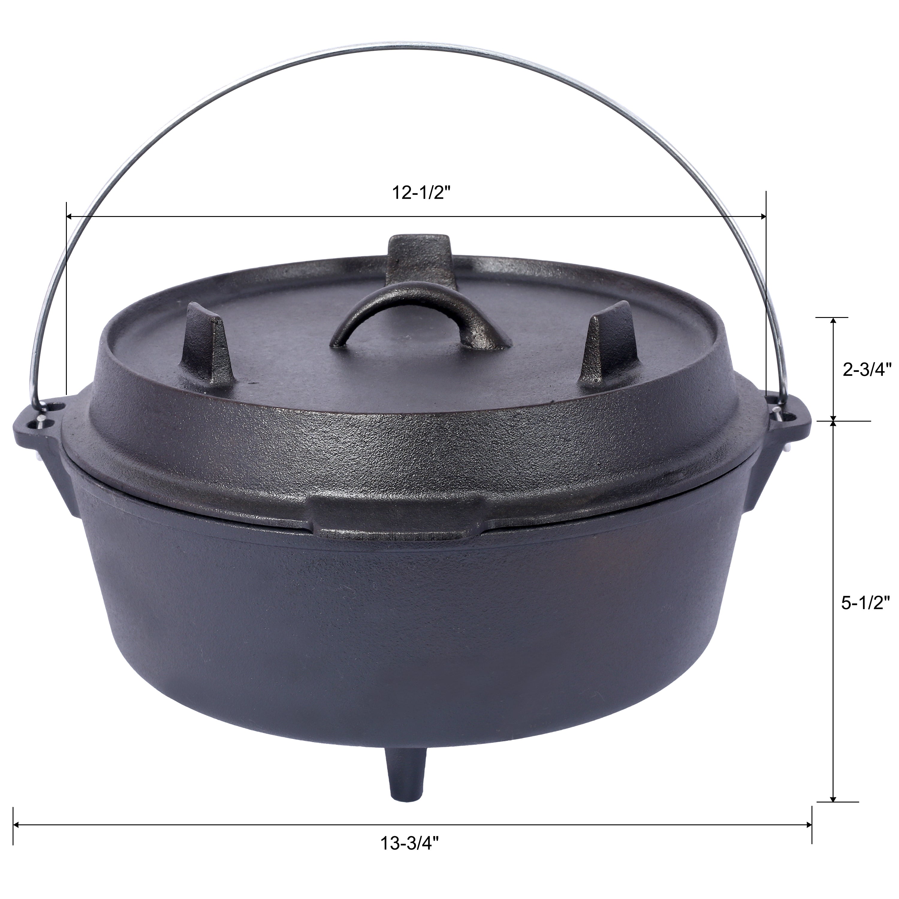 HAOYYE pre-Seasoned Cast Iron Dutch Oven With Skillet Lid, Outdoor Camping Deep Pot for Camping Fireplace Cooking BBQ Baking Campfire, Leg Base,6 Quart Sturdy Space-Saving Heavy Duty Modern Design