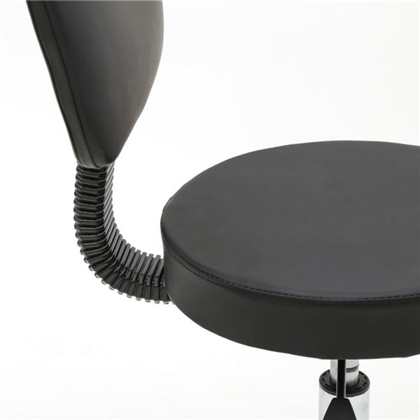 HAOYYE Round Shape Adjustable Salon Stool with Back Black, Swivel Rolling Stool with Comfortable Seat and Backrest, Height Adjustable Task Chair for Spa Salon Office Studio Makeup Room