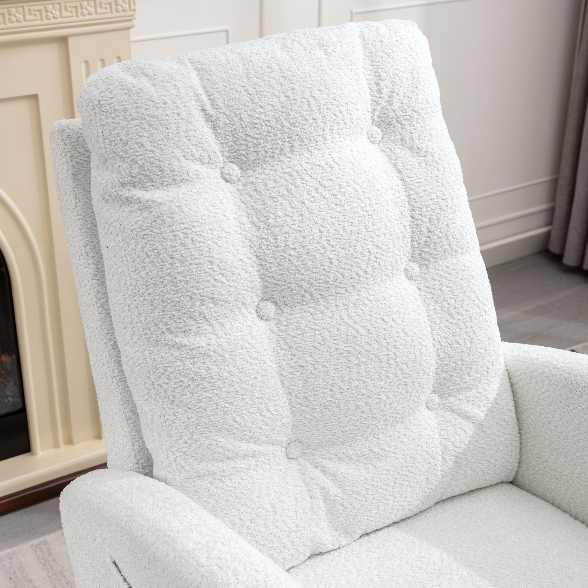 HAOYYE Accent Rocking Chair with Footrest High Back Rubber Wood Rocking Legs Bedroom Living Space 26.77D X 38.36W X 39.76H Inch Sturdy Space-Saving Heavy Duty Modern Design Adults Dorm Room
