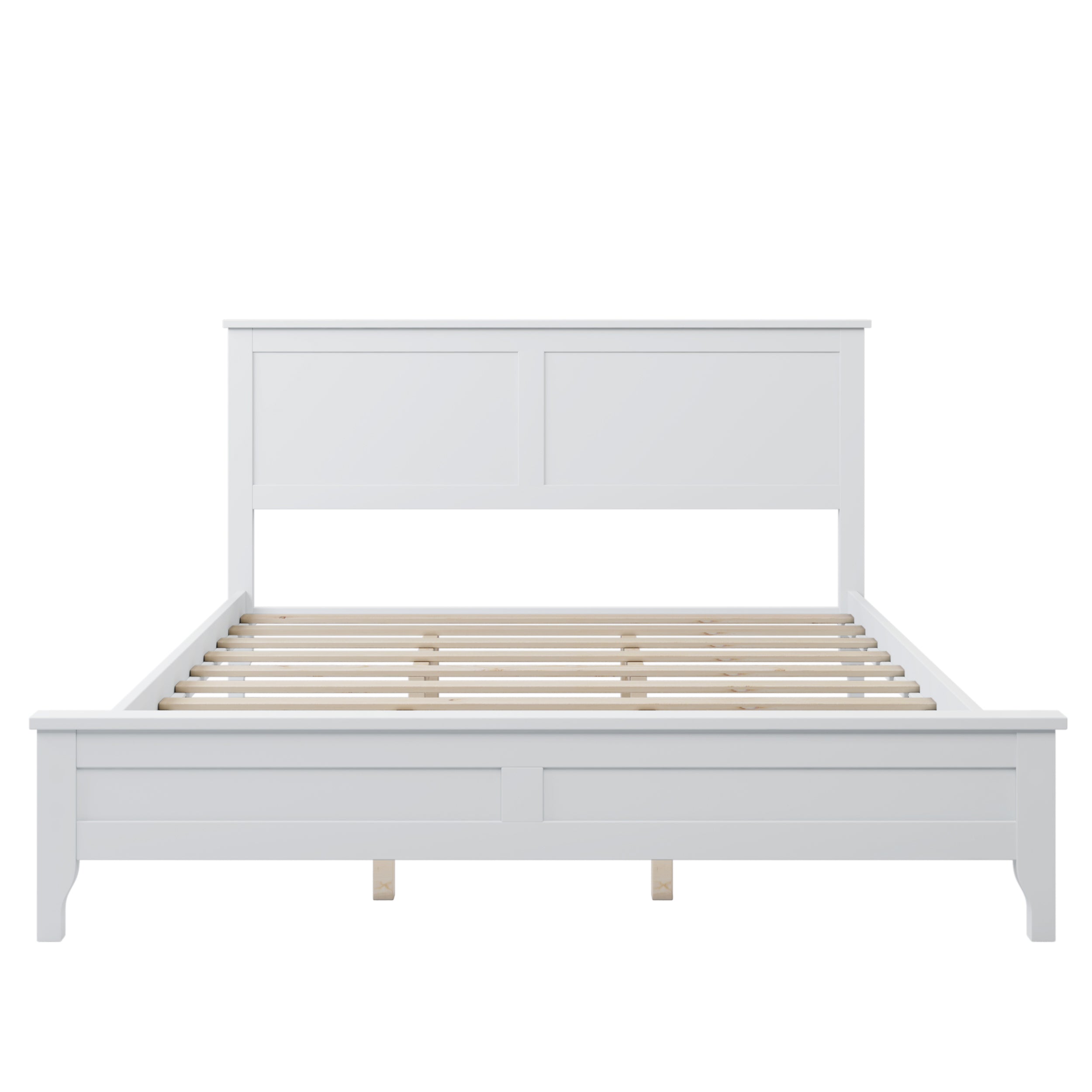 HAOYYE Modern White Solid Wood Queen Platform Bed (old sku:WF283525AAK) Sturdy Space-Saving Heavy Duty Modern Design Adults Dorm Room Easy Assembly Bedroom Furniture