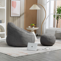 HAOYYE Bedding Bean Bag Sofa Chair with High-Pressure Foam Durable Comfortable Compressed Bean Bag Includes Footrest Sturdy Space-Saving Heavy Duty Modern Design for Adults