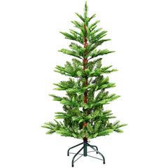 HAOYYE Artificial Green LED Lit Christmas Tree with 502 PE PVC Mixed Branch Tips Hinged Premium Construction Foldable Stable Base for Indoor Holiday Decoration and Festive Home Display