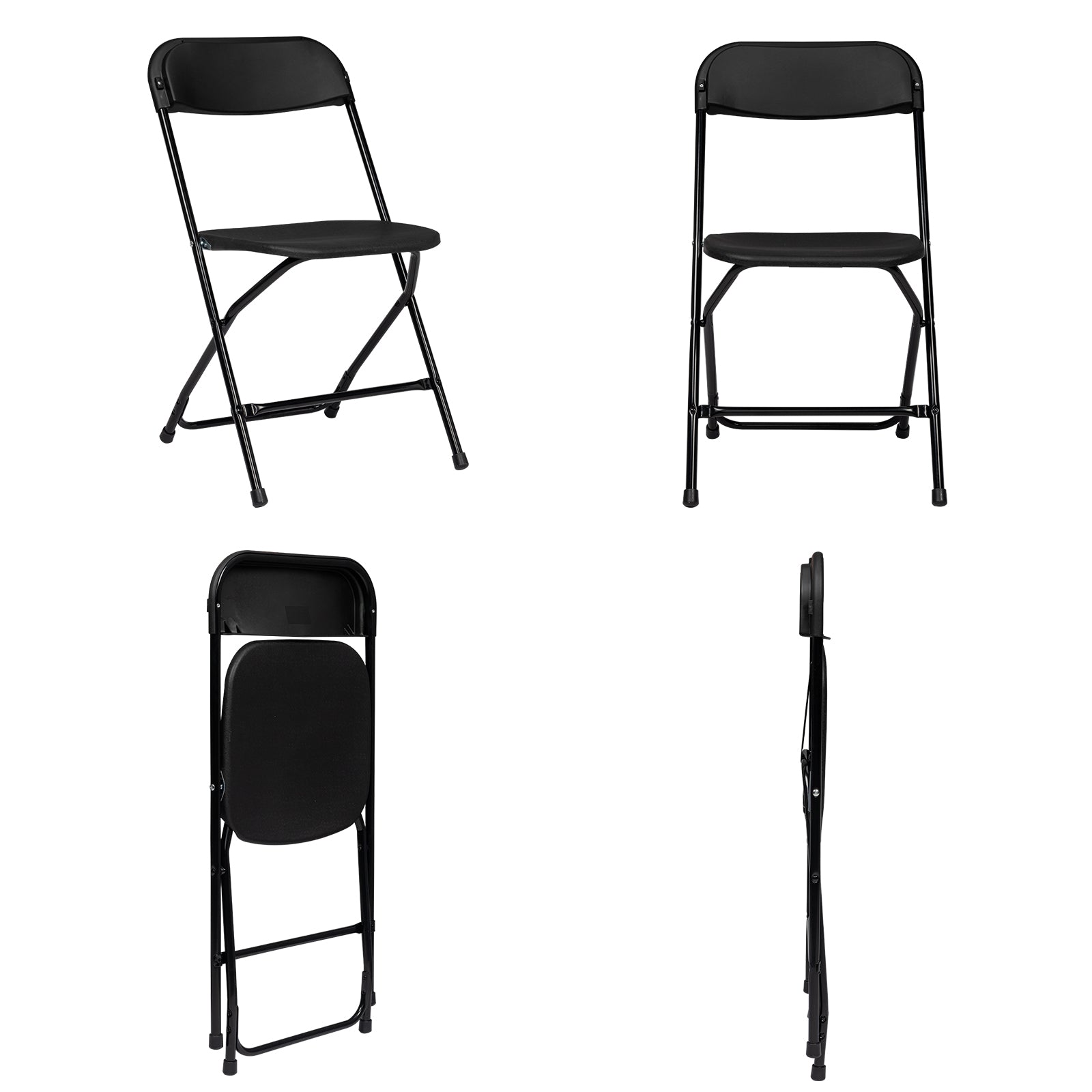 HAOYYE 10pcs Plastic Folding Chairs Black – Heavy Duty Durable Garden Chairs with Metal Frame, Portable and Lightweight for Indoor Outdoor Events, Parties, Office, Church, Picnic Seating