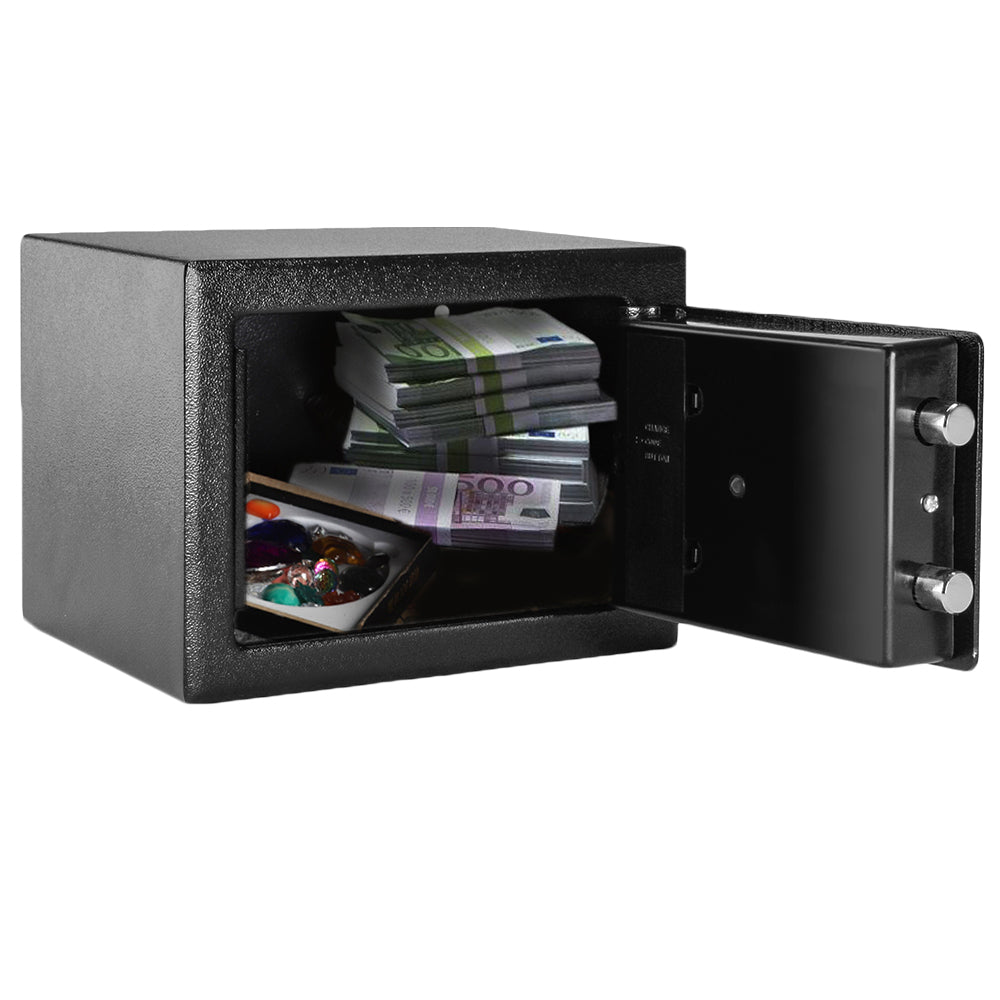 HAOYYE Mini Wall-In Style Electronic Code Steel Safe Box With Metal Construction Secure Lock Black Durable Compact Home And Office Security Case