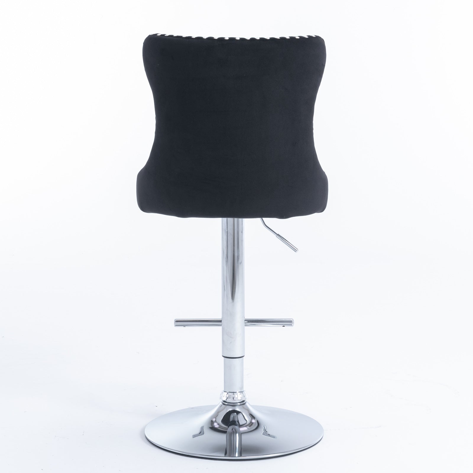 HAOYYE Adjustable Swivel Velvet Barstools with Tufted Backs, Seat Height 25-33 Inches, Chrome Base, Comfortable Upholstered Modern Design for Kitchen Island or Home Pub, Black