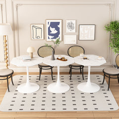 HAOYYE Octagonal Coffee Table with White Marble Printed Top, Metal Base, for Living Room, Kitchen, or Dining Room, Featuring Heavy Duty Construction, Space-Saving Design, Stylish Modern Aesthetic, and Easy Assembly