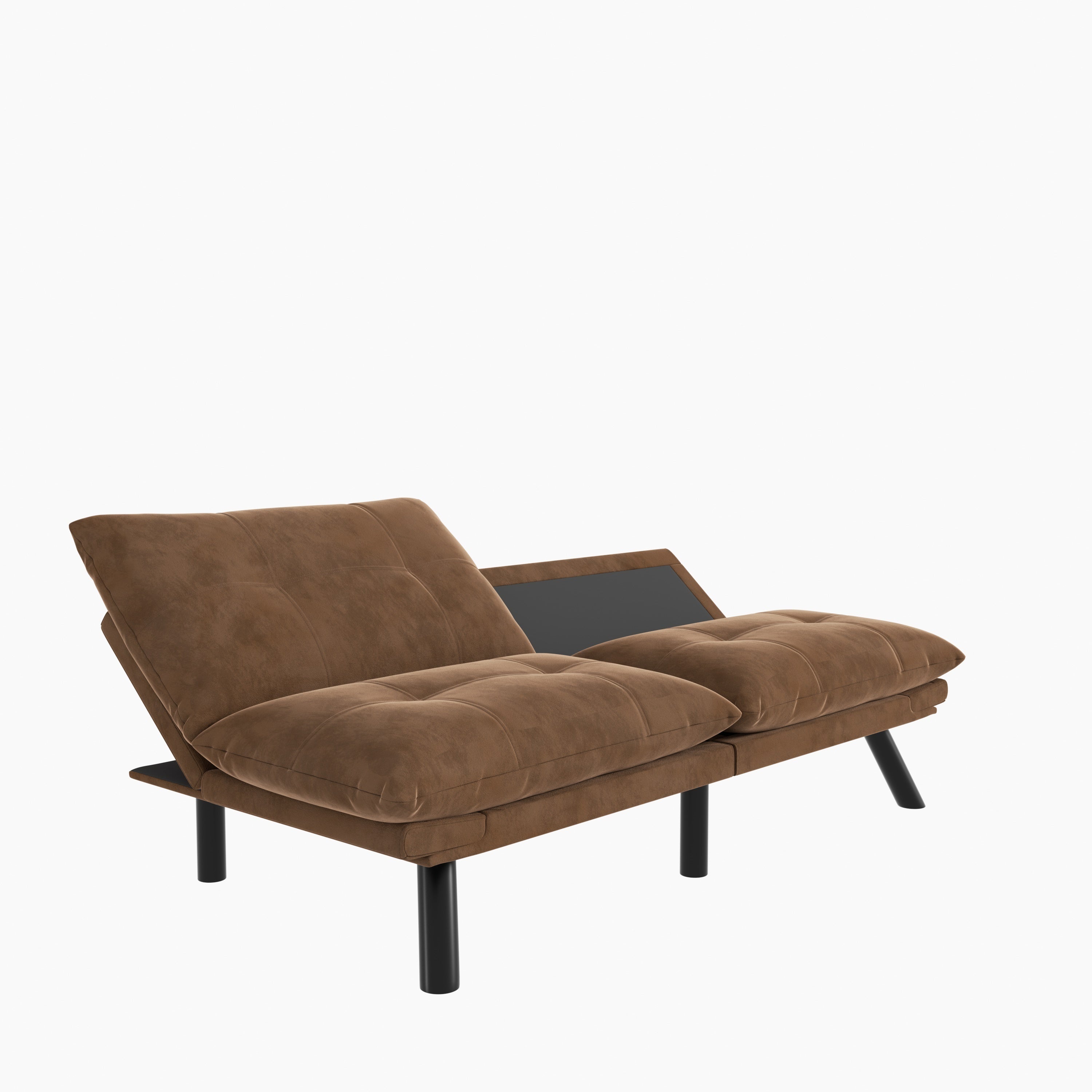 HAOYYE Leather Feel Brown Convertible Folding Sofa Bed, Sturdy Space-Saving Heavy Duty Modern Design for Adults Dorm Room Easy Assembly Bedroom Furniture