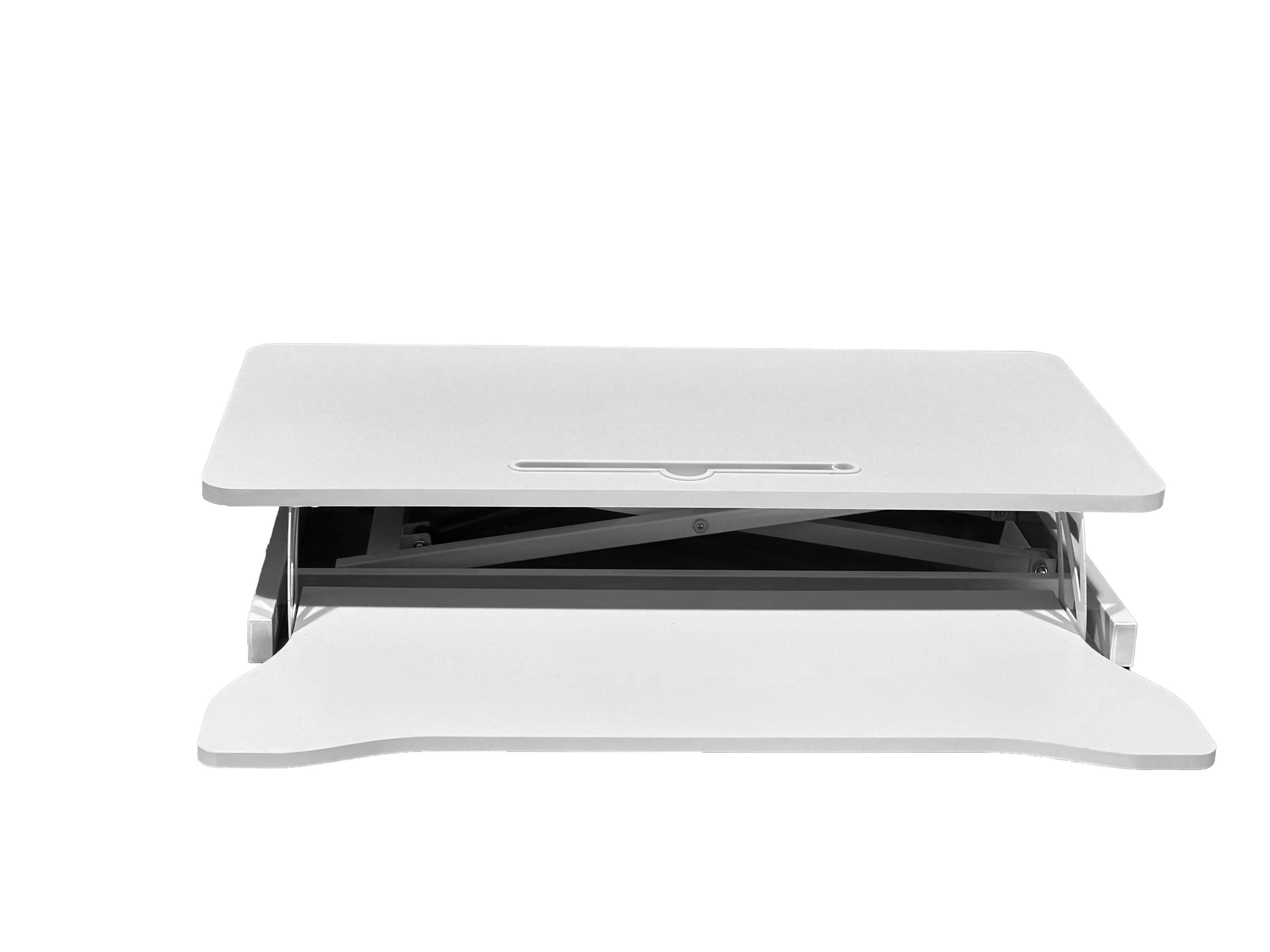 Haoyye Desk Converter Height Adjustable Sit to Stand Riser for Dual Monitor and Laptop Use with Wide Keyboard Tray and Space Saving Design for Home Office and Professional Use with Heavy Duty Build